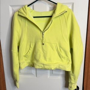 lululemon athletica Neon Scuba  Yellow Half-Zip Hooded Pullover